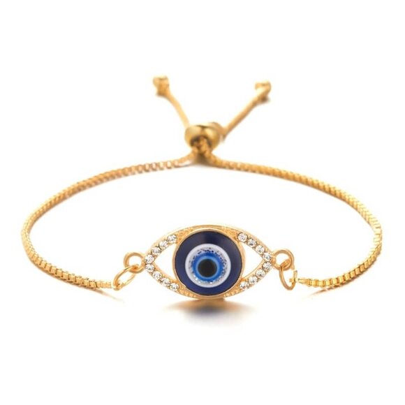 🧿 Dainty Evil Eye Bolo Bracelet ✨ Adjustable Zircon Jewelry Gift - Picture 5 of 5